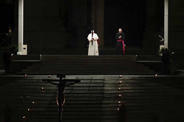 Pope Francis gestures as he attends an annual gathering of pro-family organisations at the Auditorium della Conciliazione, in Rome, Friday, May 10, 2024. (AP Photo/Alessandra Tarantino)